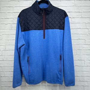 Guide Gear Jacket Quarter Zip Pullover Blue Quilted Nylon Fleece Blue Large
